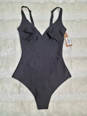 SKIMS Body Unlined Plunge Bodysuit Black Onyx Women Large NEW